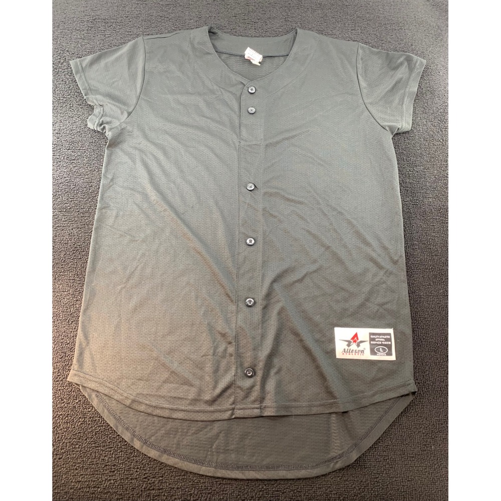 Alleson Athletic Womens Full‎ Button Baseball Jersey Shirt Black size L